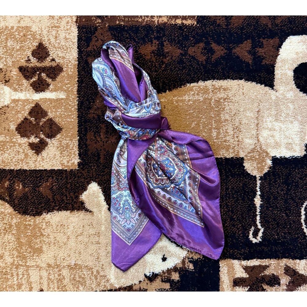 Purple Paisley Wild Rag 35x35 Western Scarf Cowboy Neck Scarf Country